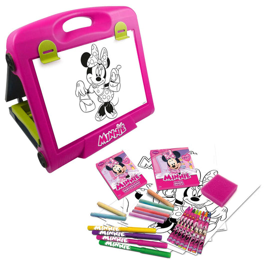 Tablita pentru desenat 2 in 1 IDL, Princess Minnie, 30 Piese, Dezvolta dexteritatea manuala a copilului, imaginatia si creativitatea, Dotata cu 2 suprafete diferite si echipata cu accesorii simbolice
