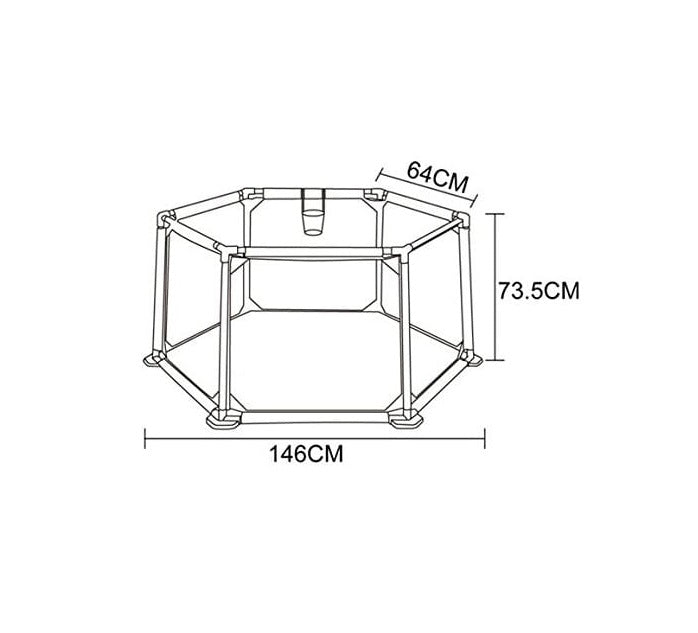 Tarc de joaca pentru copii idealSTORE Rainbow Place Ball, Dimensiuni 146 x 73 x 64 cm, Accesorizat cu cos de baschet + 100 bile multicolore, Spatiu sigur fara margini ascutite, Design Pliabil