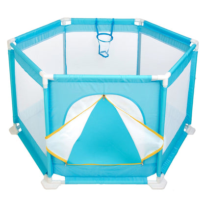 Tarc de joaca pentru copii idealSTORE, Blue Junior Ballroom, Dimensiuni 146 x 73 x 64 cm, Pliabil, Sporeste dezvoltarea psihomotrie la copii