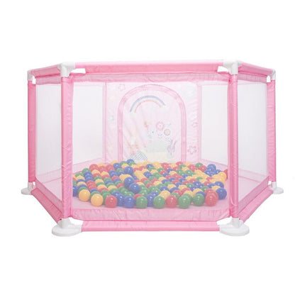 Tarc de joaca pentru copii idealSTORE, Pink Junior Ballroom, Dimensiuni 146 x 73 x 64 cm, Pliabil, Sporeste dezvoltarea psihomotrie la copii