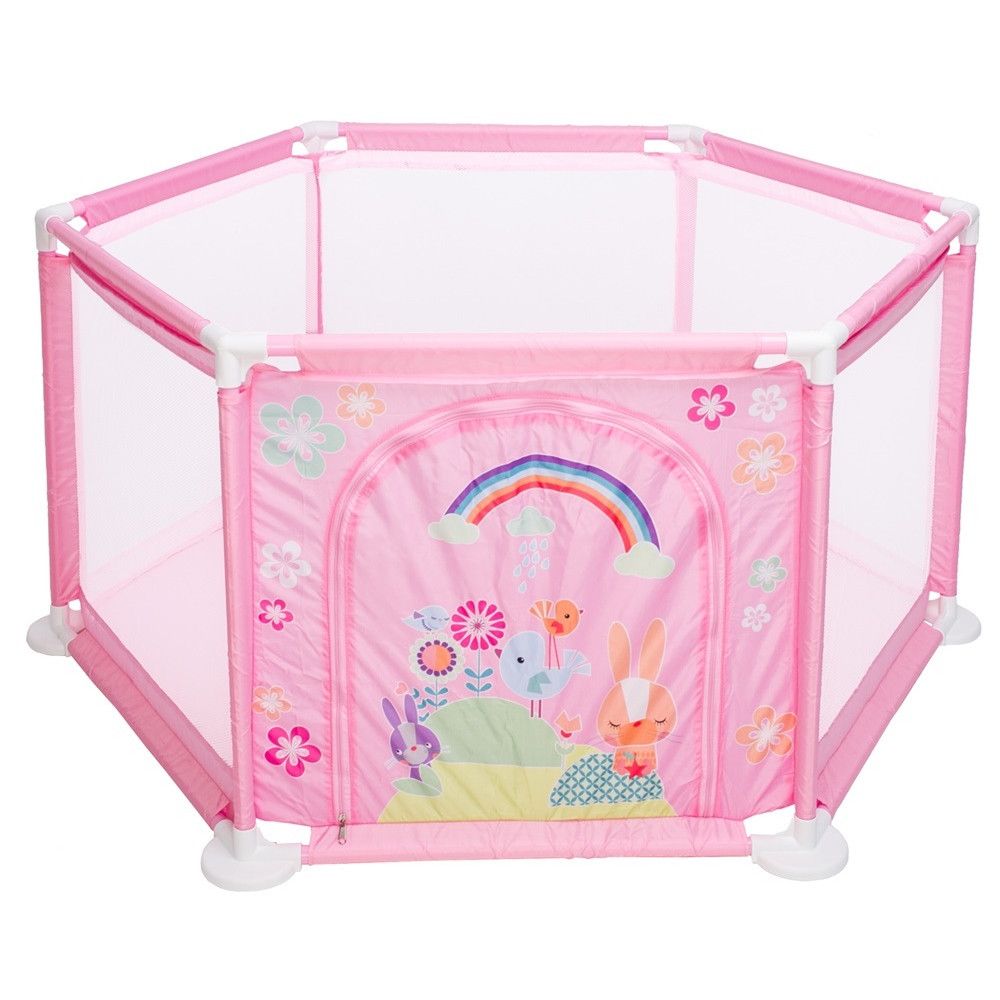 Tarc de joaca pentru copii idealSTORE, Pink Junior Ballroom, Dimensiuni 146 x 73 x 64 cm, Pliabil, Sporeste dezvoltarea psihomotrie la copii