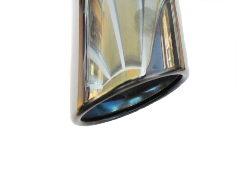 Ornament toba inox PREMIUM IdealSTORE, negru crom, Lungime 15 cm, Latime maxima 7.5 cm, Diametru intrare toba 6.2 cm, Prindere cu surub