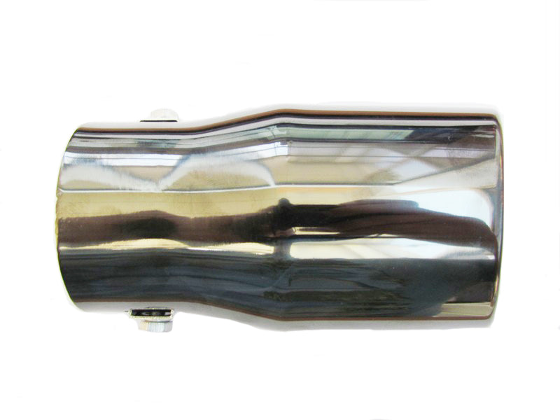 Ornament toba inox PREMIUM IdealSTORE, negru crom, Lungime 15 cm, Latime maxima 7.5 cm, Diametru intrare toba 6.2 cm, Prindere cu surub