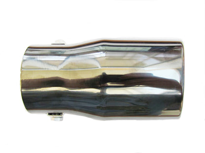 Ornament toba inox PREMIUM IdealSTORE, negru crom, Lungime 15 cm, Latime maxima 7.5 cm, Diametru intrare toba 6.2 cm, Prindere cu surub