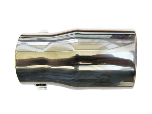 Ornament toba inox PREMIUM IdealSTORE, negru crom, Lungime 15 cm, Latime maxima 7.5 cm, Diametru intrare toba 6.2 cm, Prindere cu surub