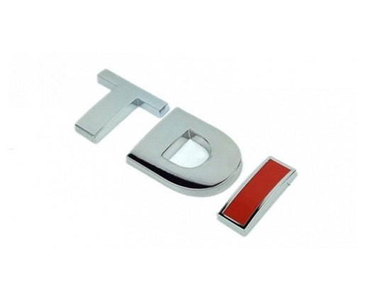 Emblema TDI cu o litera Rosie IDL, Aspect CROMAT si RELIEFATA 3D