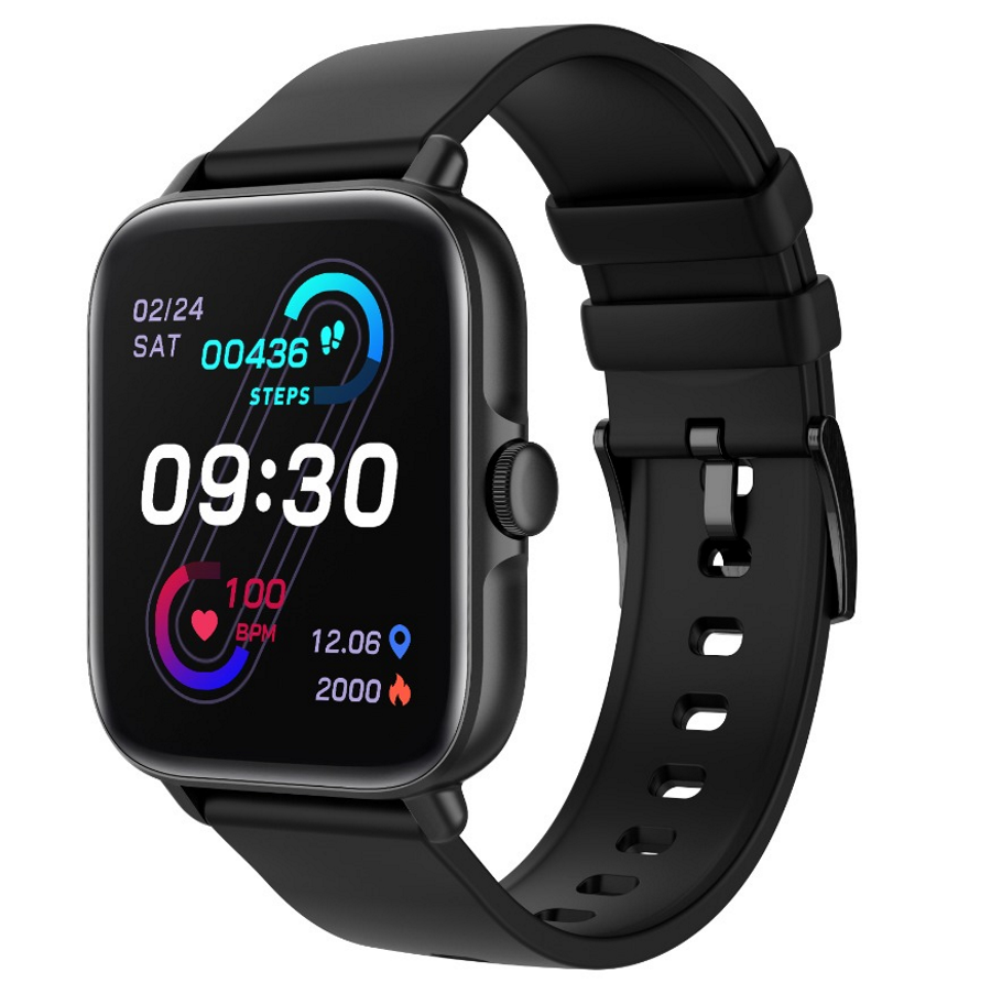Smartwatch Techno BLACK IdealStore Full HD, Ecran de 1,7 Inch cu rezolutie 280x280, Monitorizare tensiune arteriala si frecventa cardiaca, Rezistent la apa IP67, Preluare apeluri Bluetooth, Mod multi-sport, Sistem de operare Android sau IOS