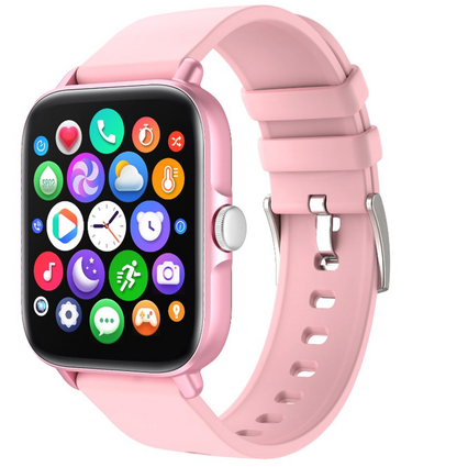 Smartwatch Techno PINK IdealStore Full HD, Ecran de 1,7 Inch cu rezolutie 280x280, Monitorizare tensiune arteriala si frecventa cardiaca, Rezistent la apa IP67, Preluare apeluri Bluetooth, Mod multi-sport, Sistem de operare Android sau IOS