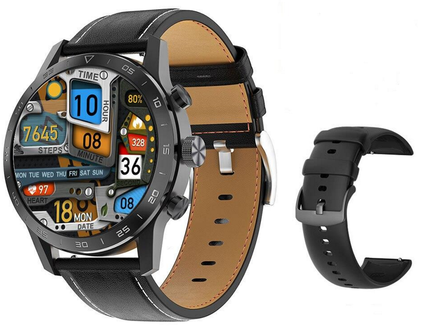 Ceas Smartwatch Teko idealStore, Ecran IPS HD 1.39 inch, Apel bluetooth 5.0, Difuzor, Microfon, Monitor Ritm Cardiac, EKG, Somn, IP68, Multi Sport, Notificari, Vibratii, Personalizare Ecran, Negru