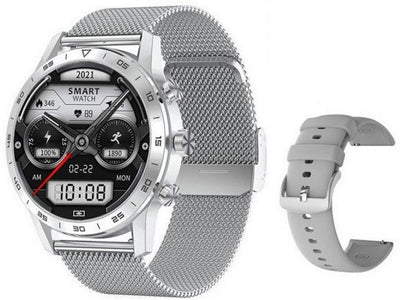 Ceas Smartwatch Teko idealStore, Ecran IPS HD 1.39 inch, Apel bluetooth 5.0, Difuzor, Microfon, Monitor Ritm Cardiac, EKG, Somn, IP68, Multi Sport, Notificari, Vibratii, Personalizare Ecran, Argintiu