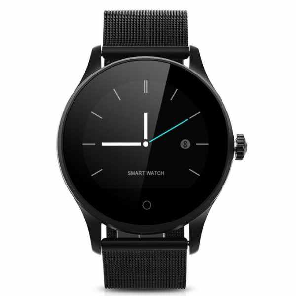 Ceas Smartwach Steel 88, 2018, curea metalica, design elegant, G-senzor, Monitorizare bataile inimii, Android/Ios, Pedometru, Monitorizare Somn, Agenda, Culoare Negru