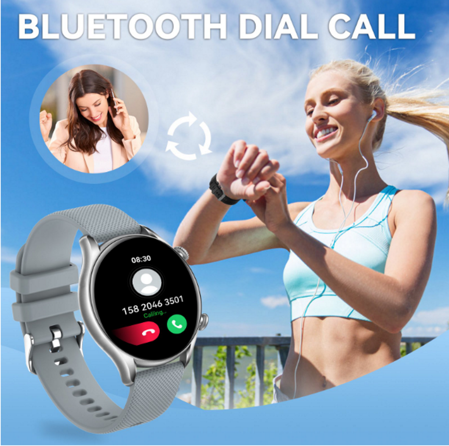 Ceas SmartWatch Tirana Fashion idealSTORE, Ecran IPS Full Touch Display, Bluetooth, Monitorizare Ritm Cardiac, Tensiunii Arteriale, Saturatia Sangelui, Somn, Vreme, Multi-Sport, Notificari Apeluri, SMS, Social Media, IP67, Long Battery, Grey Edition