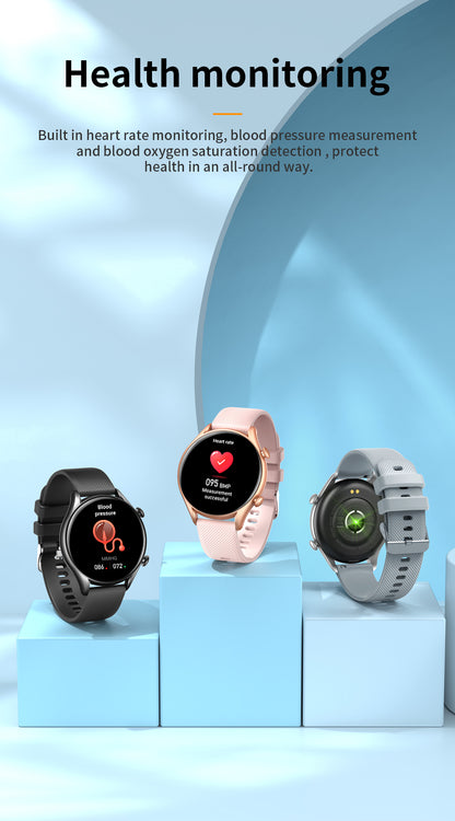 Ceas SmartWatch Tirana Fashion idealSTORE, Ecran IPS Full Touch Display, Bluetooth, Monitorizare Ritm Cardiac, Tensiunii Arteriale, Saturatia Sangelui, Somn, Vreme, Multi-Sport, Notificari Apeluri, SMS, Social Media, IP67, Long Battery, Gold Edition