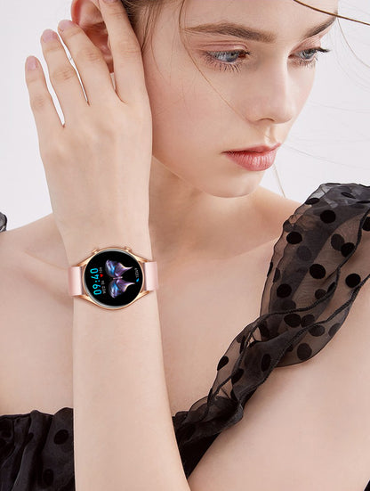 Ceas SmartWatch Tirana Fashion idealSTORE, Ecran IPS Full Touch Display, Bluetooth, Monitorizare Ritm Cardiac, Tensiunii Arteriale, Saturatia Sangelui, Somn, Vreme, Multi-Sport, Notificari Apeluri, SMS, Social Media, IP67, Long Battery, Gold Edition