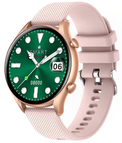 Ceas SmartWatch Tirana Fashion idealSTORE, Ecran IPS Full Touch Display, Bluetooth, Monitorizare Ritm Cardiac, Tensiunii Arteriale, Saturatia Sangelui, Somn, Vreme, Multi-Sport, Notificari Apeluri, SMS, Social Media, IP67, Long Battery, Gold Edition