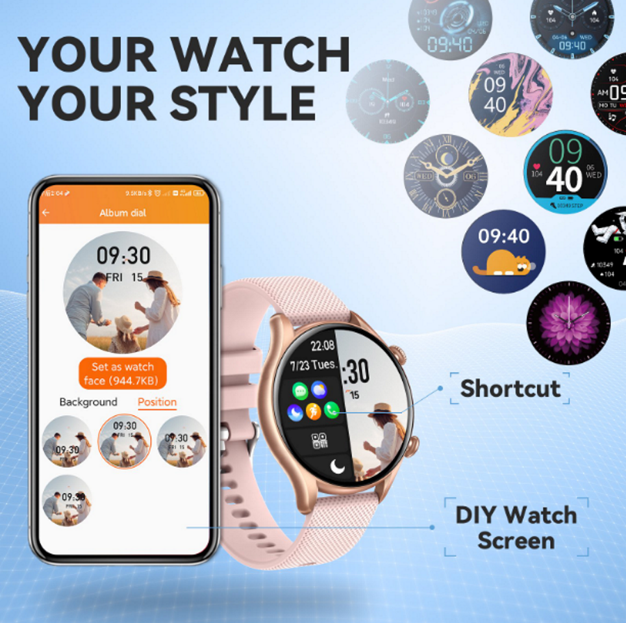 Ceas SmartWatch Tirana Fashion idealSTORE, Ecran IPS Full Touch Display, Bluetooth, Monitorizare Ritm Cardiac, Tensiunii Arteriale, Saturatia Sangelui, Somn, Vreme, Multi-Sport, Notificari Apeluri, SMS, Social Media, IP67, Long Battery, Gold Edition