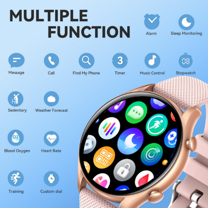 Ceas SmartWatch Tirana Fashion idealSTORE, Ecran IPS Full Touch Display, Bluetooth, Monitorizare Ritm Cardiac, Tensiunii Arteriale, Saturatia Sangelui, Somn, Vreme, Multi-Sport, Notificari Apeluri, SMS, Social Media, IP67, Long Battery, Gold Edition