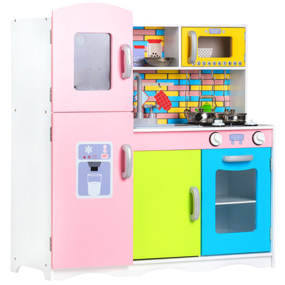 Bucatarie Premium din Lemn idealSTORE KITCHEN CANDY LUX COLECCTION, Dimensiuni 86 x 81 x 30 cm, Accesorizata complet, Functii Multiple, Dezvolta jocul de rol imitand un comportament, Design modern in culori vii