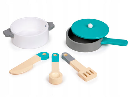 Bucatarie din LEMN PREMIUM idealSTORE KITCHEN DELUXE COLLECTION, Dimensiuni 92 x 74.5 x 25.5 cm, Echipata complet cu accesorii specifice si functii multiple, Dezvolta creativitatea si abilitatile manuale