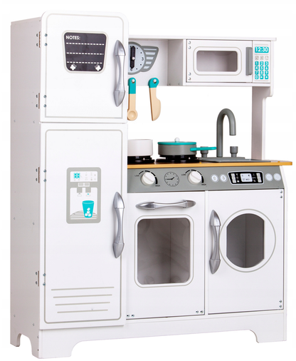 Bucatarie din LEMN PREMIUM idealSTORE KITCHEN DELUXE COLLECTION, Dimensiuni 92 x 74.5 x 25.5 cm, Echipata complet cu accesorii specifice si functii multiple, Dezvolta creativitatea si abilitatile manuale