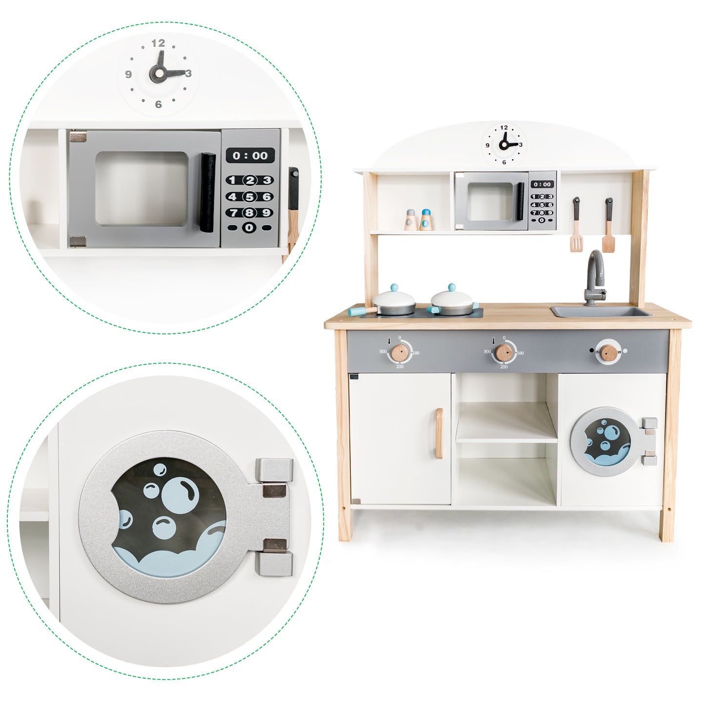 Bucatarie din lemn Premium idealSTORE RUSTIC KITCHEN COLLECTION, Dimensiuni 97 x 75.5 x 30 cm, Echipata si utilata complet, Include 8 accesorii specifice