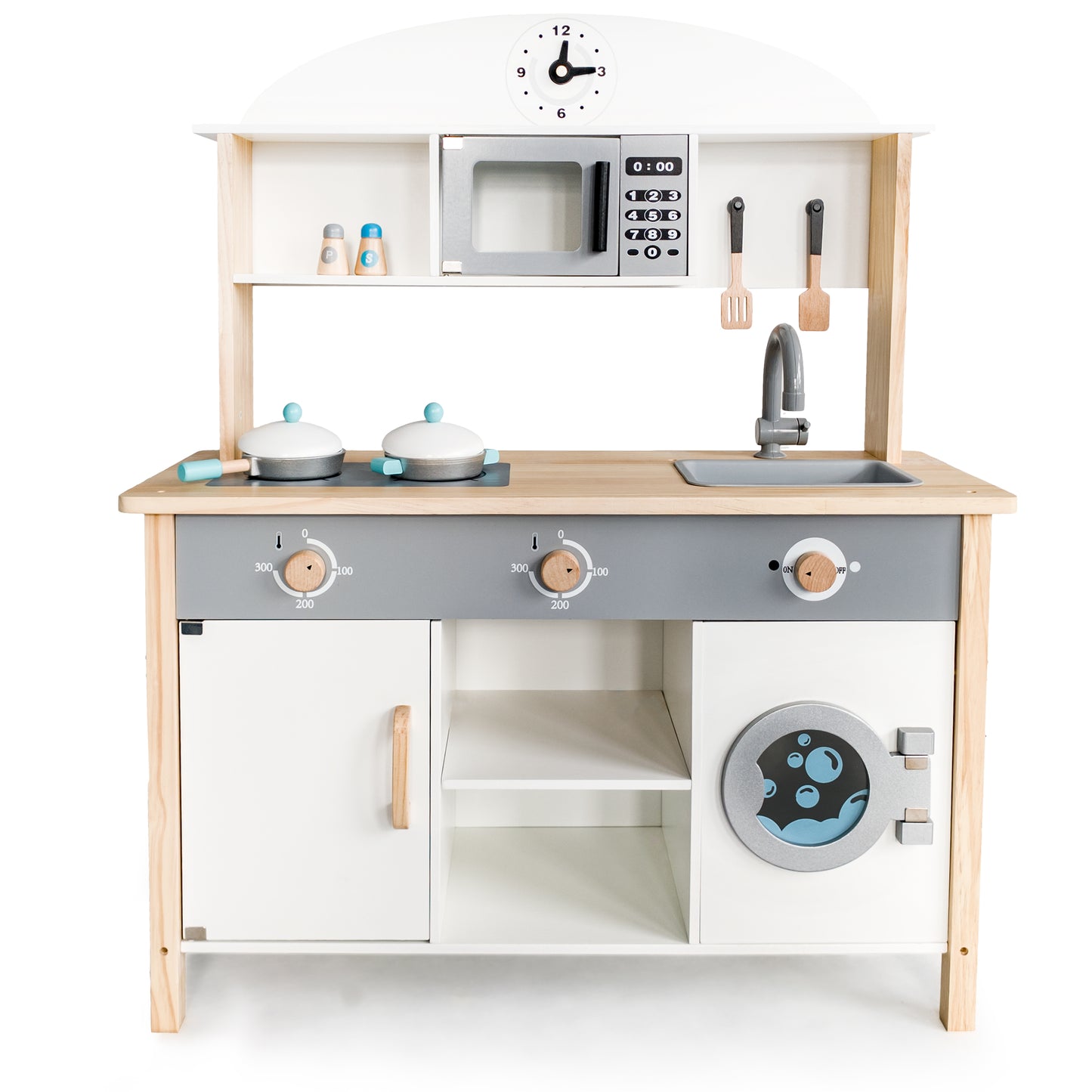 Bucatarie din lemn Premium idealSTORE RUSTIC KITCHEN COLLECTION, Dimensiuni 97 x 75.5 x 30 cm, Echipata si utilata complet, Include 8 accesorii specifice