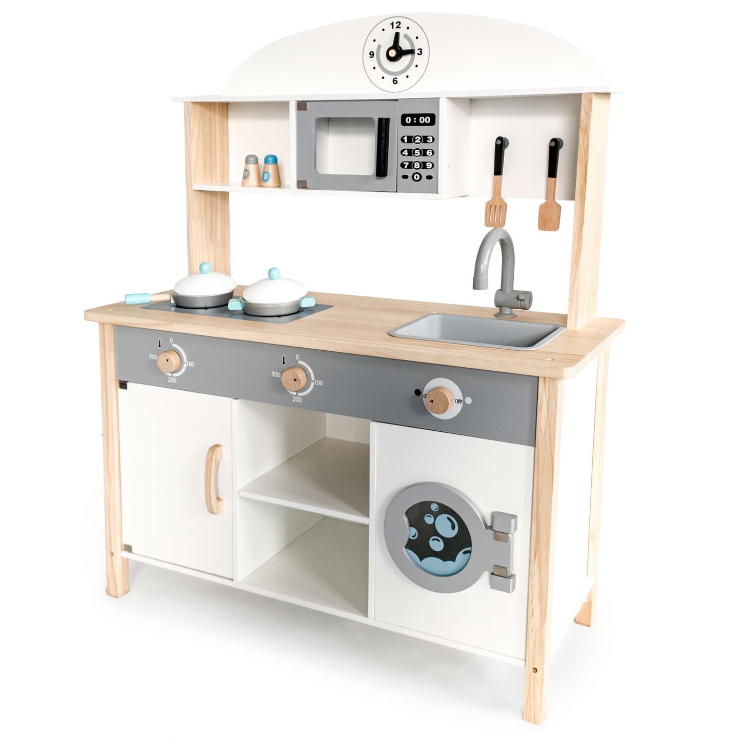 Bucatarie din lemn Premium idealSTORE RUSTIC KITCHEN COLLECTION, Dimensiuni 97 x 75.5 x 30 cm, Echipata si utilata complet, Include 8 accesorii specifice