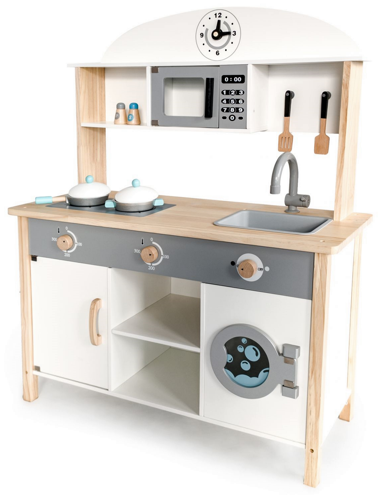 Bucatarie din lemn Premium idealSTORE RUSTIC KITCHEN COLLECTION, Dimensiuni 97 x 75.5 x 30 cm, Echipata si utilata complet, Include 8 accesorii specifice