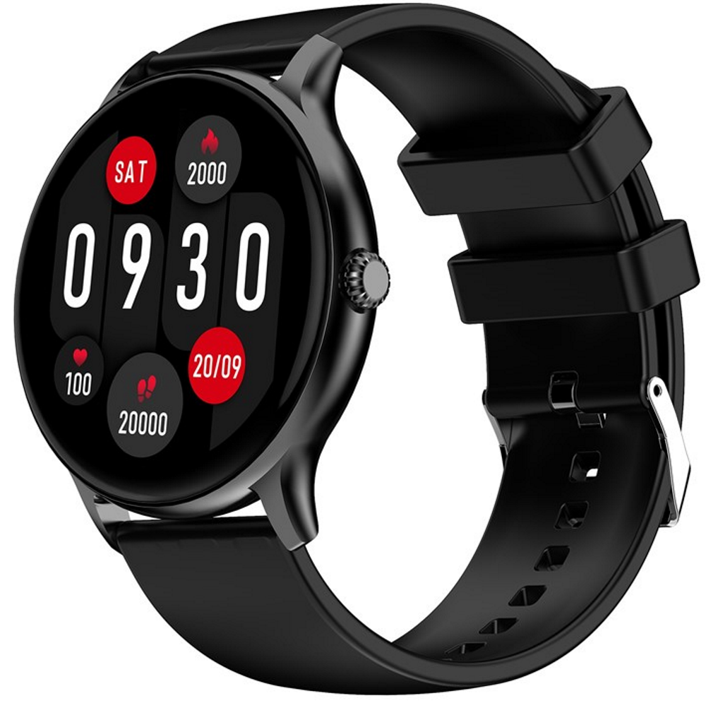Ceas Smartwatch Tokio Fashion idealSTORE, Ecran Rotund LCD, UltraSlim, Apeluri Bluetooth, Android- iOS, Monitorizare Ciclul Menstrual, Pasi, Calorii, Tensiunea Arteriala, Ritm Cardiac, Pedometru, Control Muzica, MultiSport, GPS, LongLife Battery, BLACK