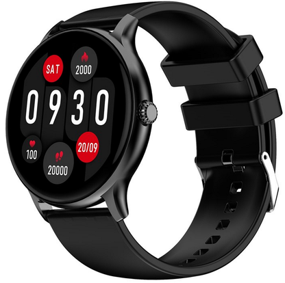 Ceas Smartwatch Tokio Fashion idealSTORE, Ecran Rotund LCD, UltraSlim, Apeluri Bluetooth, Android- iOS, Monitorizare Ciclul Menstrual, Pasi, Calorii, Tensiunea Arteriala, Ritm Cardiac, Pedometru, Control Muzica, MultiSport, GPS, LongLife Battery, BLACK
