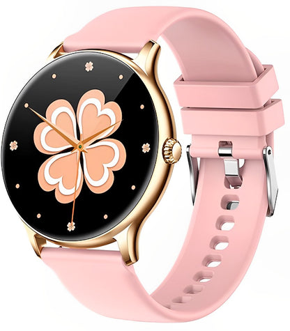 Ceas Smartwatch Tokio Fashion idealSTORE, Ecran Rotund LCD, UltraSlim, Apeluri Bluetooth, Android- iOS, Monitorizare Ciclul Menstrual, Pasi, Calorii, Tensiunea Arteriala, Ritm Cardiac, Pedometru, Control Muzica, MultiSport, GPS, LongLife Battery, GOLD