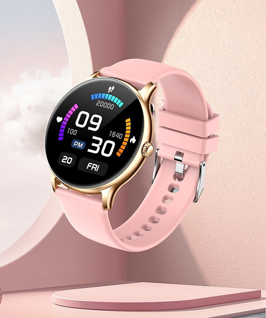 Ceas Smartwatch Tokio Fashion idealSTORE, Ecran Rotund LCD, UltraSlim, Apeluri Bluetooth, Android- iOS, Monitorizare Ciclul Menstrual, Pasi, Calorii, Tensiunea Arteriala, Ritm Cardiac, Pedometru, Control Muzica, MultiSport, GPS, LongLife Battery, GOLD