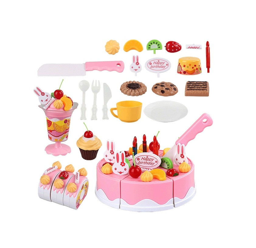 Tort pentru copii idealSTORE, PINK CAKE PARTY, Include 75 de accesorii simbolice ce ofera posibilitati nelimitate fiecarui mic cofetar, Sporeste jocul de rol