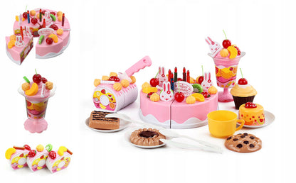 Tort pentru copii idealSTORE, PINK CAKE PARTY, Include 75 de accesorii simbolice ce ofera posibilitati nelimitate fiecarui mic cofetar, Sporeste jocul de rol