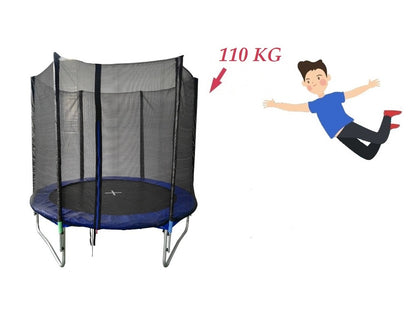 Trambulina pentru copii cu sistem de protectie idealSTORE SOFT JUMP KIDS, Diametru 244 cm, Inaltime 59 cm, Plasa rezistenta de 180 cm, Structura de metal, Materiale care combat razele UV, Asigura siguranta si confort, Maxim 110 kg