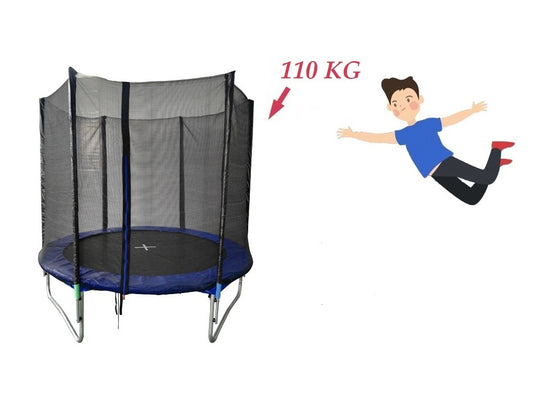 Trambulina pentru copii cu sistem de protectie idealSTORE SOFT JUMP KIDS, Diametru 244 cm, Inaltime 59 cm, Plasa rezistenta de 180 cm, Structura de metal, Materiale care combat razele UV, Asigura siguranta si confort, Maxim 110 kg