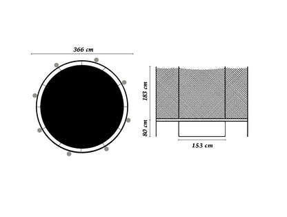 Trambulina pentru copii STORE EDITION, Diametru 366 cm, Fabricata din otel, Include 72 de arcuri galvanizate ce sustin pana la 150 kg, Scara de acces, Certificat de siguranta, Albastra
