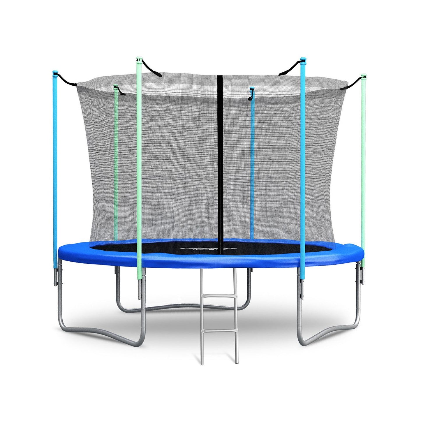 Trambulina pentru copii cu plasa de protectie IDL FREEDOM JUNIOR JUMP COLLECTION, Diametru 305 cm, Fabricata din Otel, Echipata cu 54 de arcuri de Sustinere ce suporta pana la 150 de Kg, Accesorizata cu Scara de Acces, Certificat de siguranta TUV-GS-CE