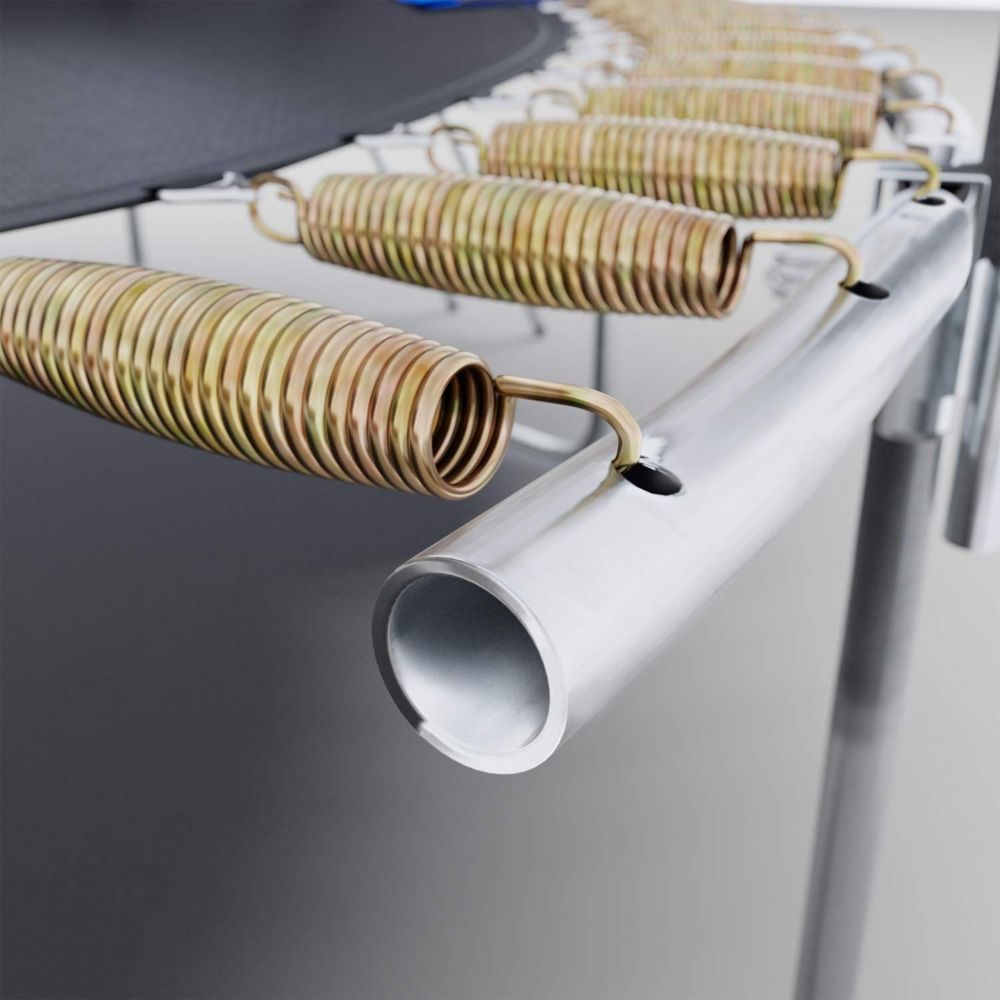 Trambulina pentru copii cu plasa de protectie IDL FREEDOM JUNIOR JUMP COLLECTION, Diametru 305 cm, Fabricata din Otel, Echipata cu 54 de arcuri de Sustinere ce suporta pana la 150 de Kg, Accesorizata cu Scara de Acces, Certificat de siguranta TUV-GS-CE