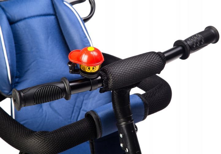 Tricicleta IDL Baby Blue Control pentru copii cu scaun fix comfortabil plusat, Copertina pliabila, Cosulet pentru jucarii, Design Modern, Materiale Superioare si Rezistente, Roti de cauciuc, Huse moi si comfortabile, Culoare Albastra