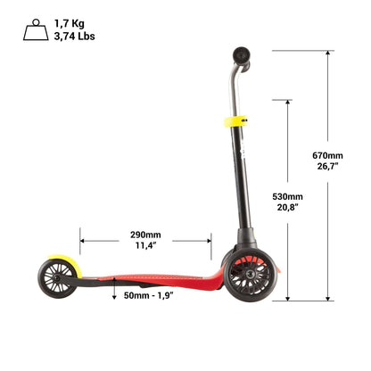 Trotineta cu sistem de directie UNIC SI BREVETAT IDL Speed Rider, Faciliteaza invatarea, traiectoria si insoteste dezvoltarea PSIHOMOTORIE la copii, Ofera distractie si ore de amuzament, Carcasa interschimbabila, Neagru-Rosu