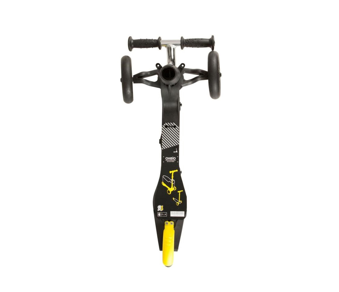 Trotineta cu sistem de directie UNIC SI BREVETAT IDL Speed Rider, Faciliteaza invatarea, traiectoria si insoteste dezvoltarea PSIHOMOTORIE la copii, Ofera distractie si ore de amuzament, Carcasa interschimbabila, Neagru-Galben