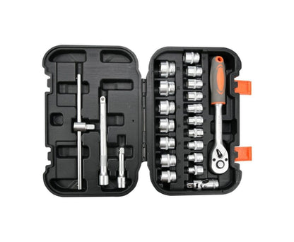 Trusa tubulare ideal STORE Profesional, 22 piese 3/8, include crichet, prelungitore, tubulare