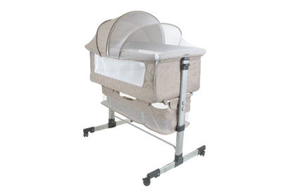 Patut de calatorie pliabil SUMMER BABY idealSTORE, Dimensiuni 80 x 95 x 60, Confectionat din aluminiu + Tesatura respirabila, Include plasa de tantar, cos pentru articole si jucarii, Ideal pentru calatoriile de vara, Culoare BEJ