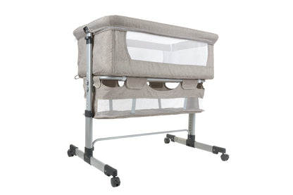 Patut de calatorie pliabil SUMMER BABY idealSTORE, Dimensiuni 80 x 95 x 60, Confectionat din aluminiu + Tesatura respirabila, Include plasa de tantar, cos pentru articole si jucarii, Ideal pentru calatoriile de vara, Culoare BEJ