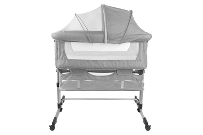 Patut de calatorie pliabil SUMMER BABY idealSTORE, Dimensiuni 80 x 95 x 60, Confectionat din aluminiu + Tesatura respirabila, Include plasa de tantari, cos pentru articole si jucarii, Ideal pentru calatoriile de vara, Culoare Gri