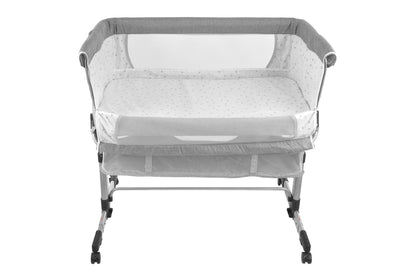 Patut de calatorie pliabil SUMMER BABY idealSTORE, Dimensiuni 80 x 95 x 60, Confectionat din aluminiu + Tesatura respirabila, Include plasa de tantari, cos pentru articole si jucarii, Ideal pentru calatoriile de vara, Culoare Gri