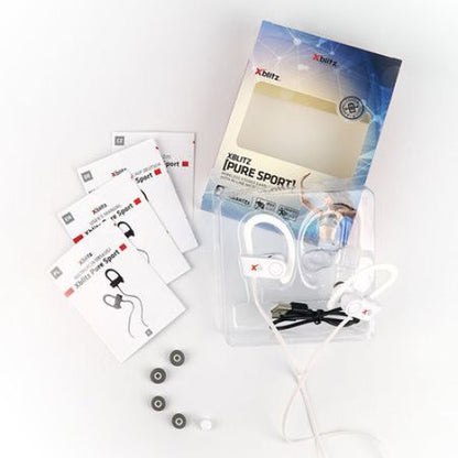 Casti profesionale White Noise X-blitz Edition 2018, microfon integrat, conexiune Bluetooth 4.1, Design modern si sport, Culoare Alb + suport telefon auto cadou