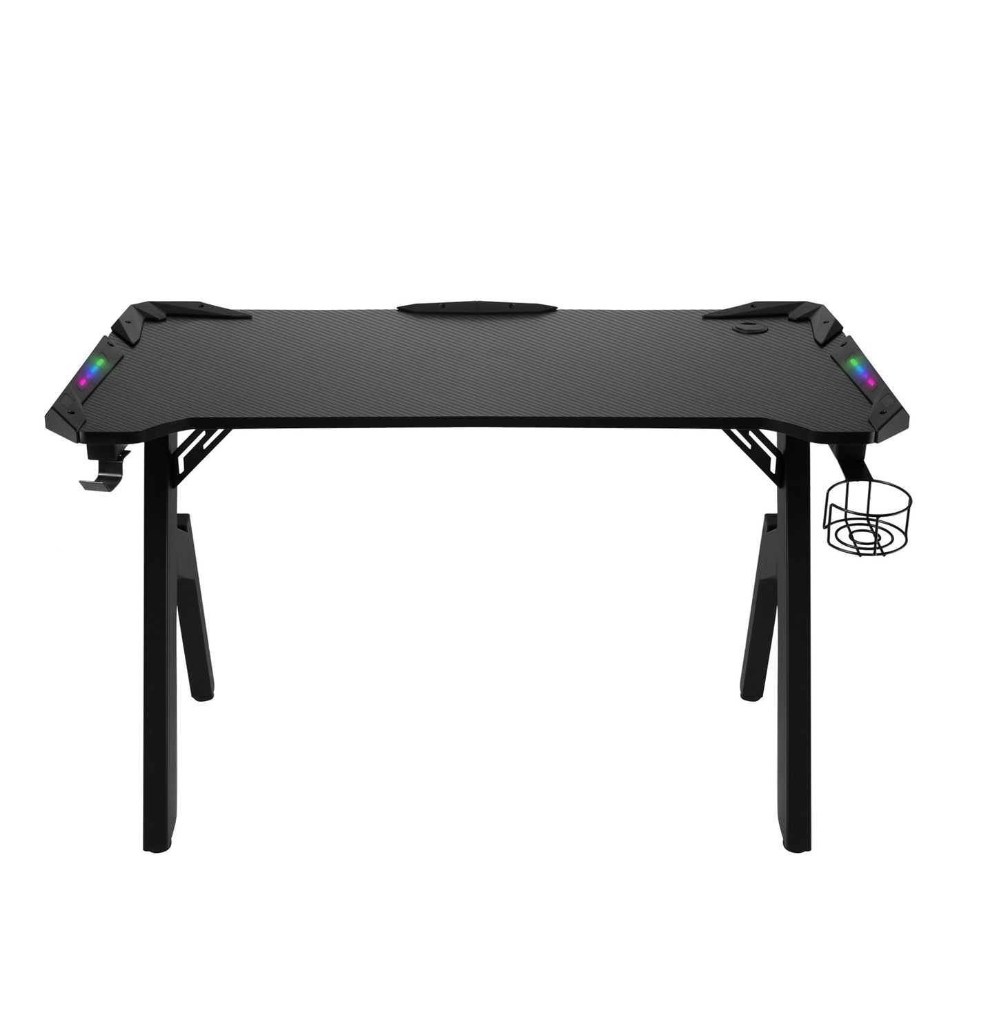 Birou gaming Smart Pro Collection idealSTORE Dimensiuni 120 x 60 x 70 cm, Cadru metalic stabil, Iluminare LED, Accesorizat cu suport pentru casti, pahar, Picioare reglabile, Echipat cu sistem de gestionare a cablurilor