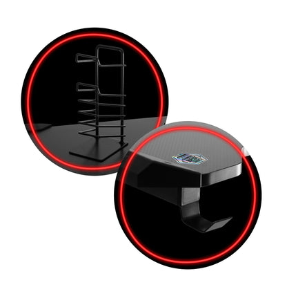 Birou gaming Smart Pro Collection idealSTORE Dimensiuni 120 x 60 x 70 cm, Cadru metalic stabil, Iluminare LED, Accesorizat cu suport pentru casti, pahar, Picioare reglabile, Echipat cu sistem de gestionare a cablurilor